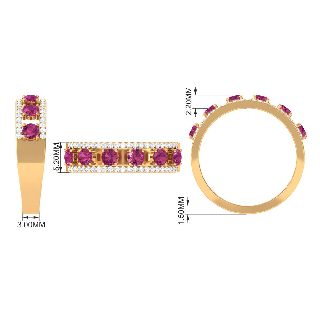 Pink Tourmaline Anniversary Ring with Diamond