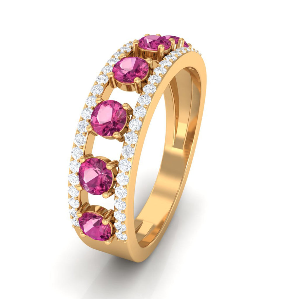 Pink Tourmaline Anniversary Ring with Diamond