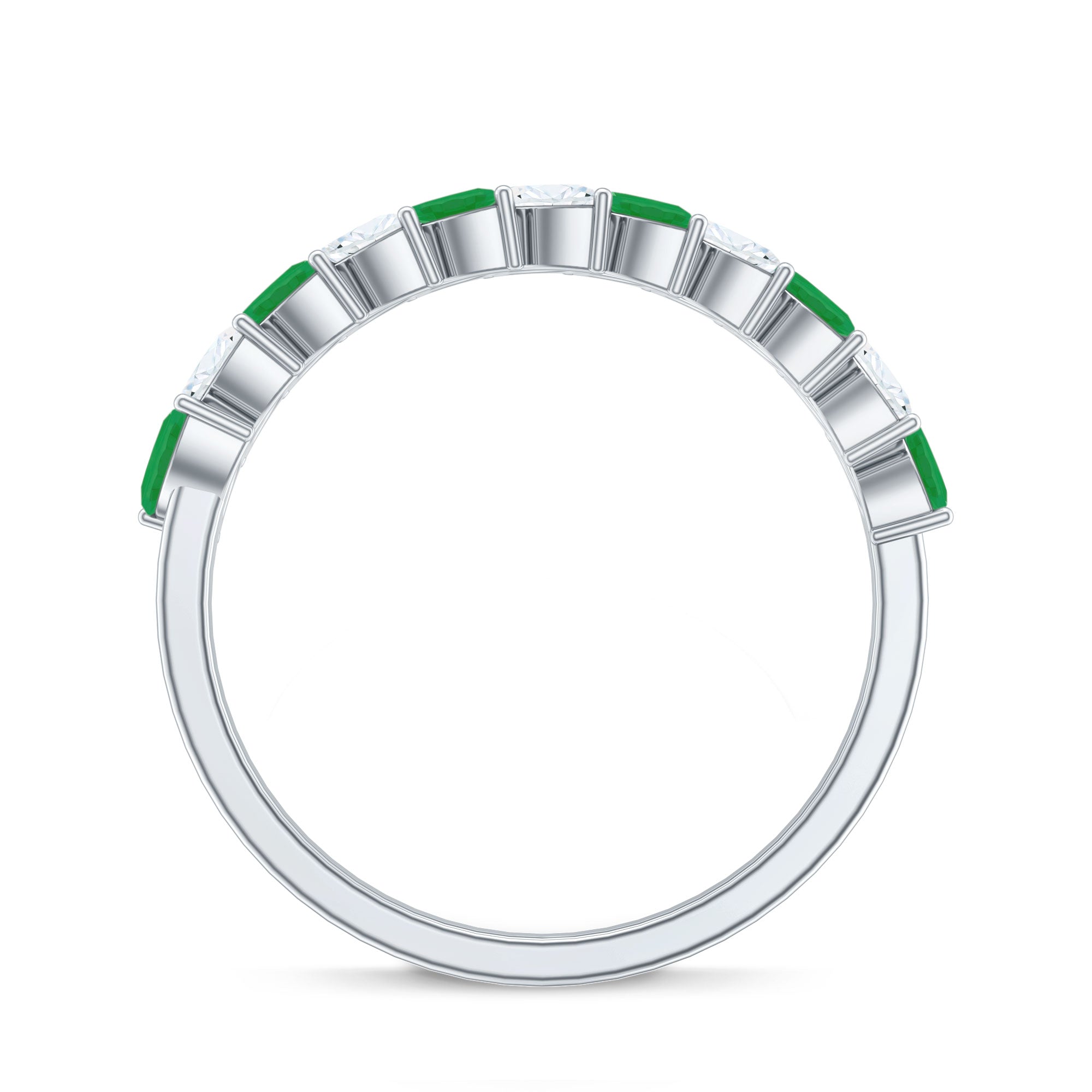 Genuine Marquise Emerald Diamond Half Eternity Ring for Wedding