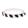 Certified Marquise Garnet Half Eternity Band with Diamond