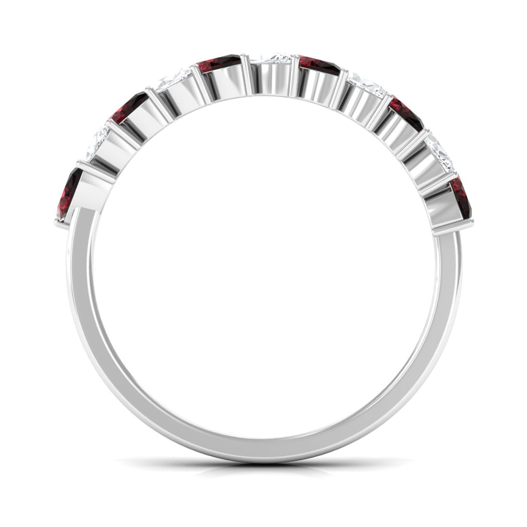 Certified Marquise Garnet Half Eternity Band with Diamond