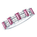 Natural Pink Tourmaline Wide Half Eternity Ring with Diamond