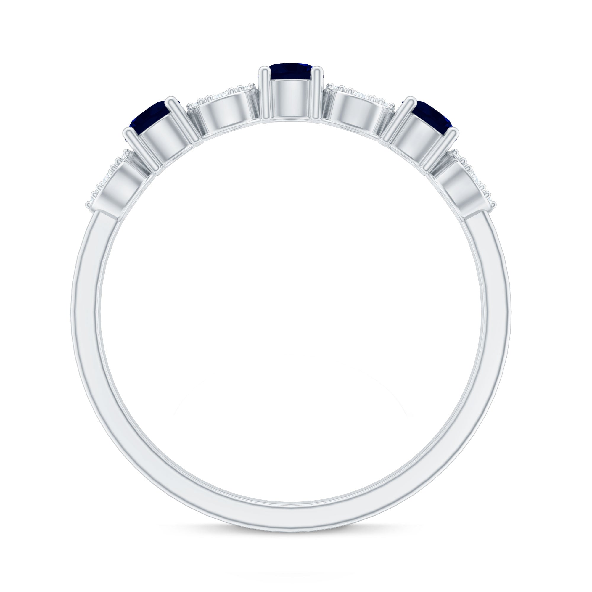 Natural Blue Sapphire Diamond Half Eternity Ring for Women