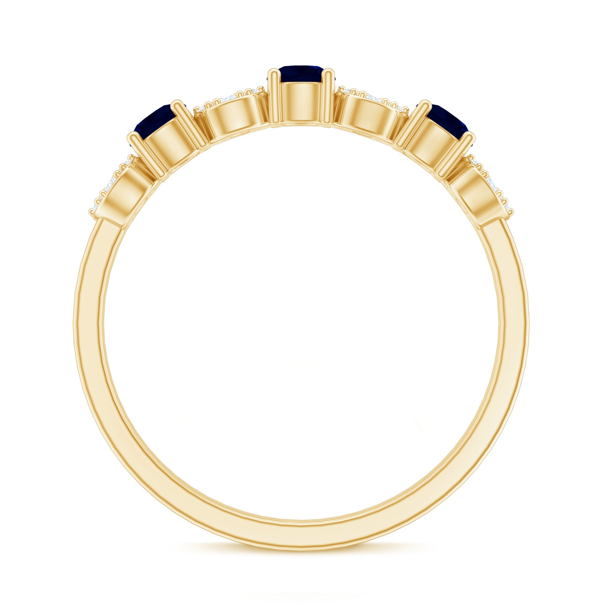 Natural Blue Sapphire Diamond Half Eternity Ring for Women