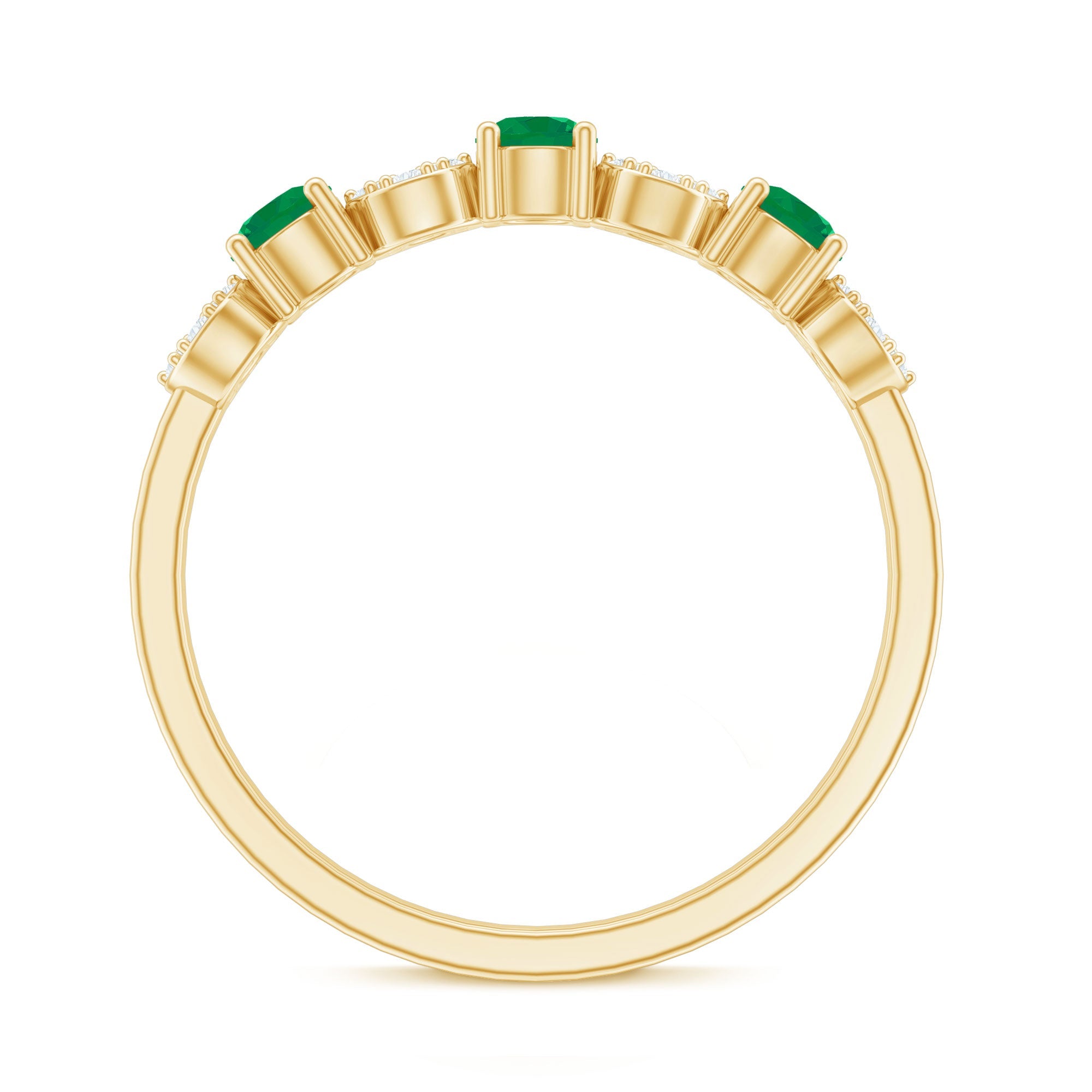 Natural Emerald Diamond Half Eternity Anniversary Ring with Certificate