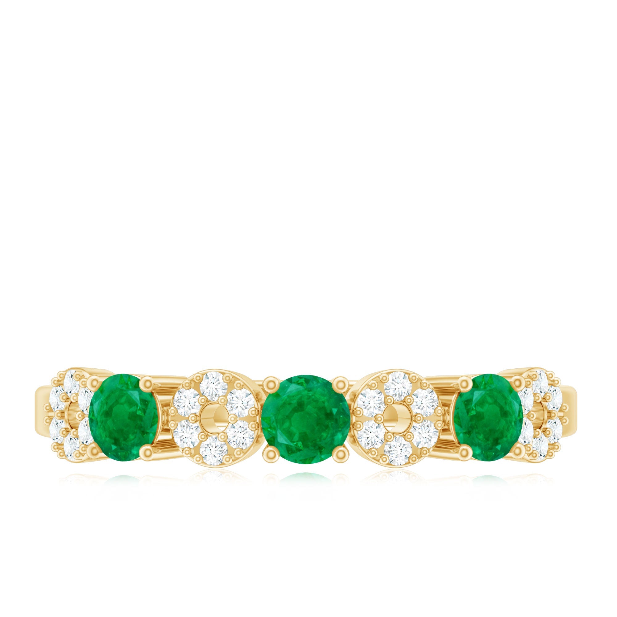 Natural Emerald Diamond Half Eternity Anniversary Ring with Certificate