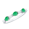 Certified Natural Emerald Diamond Half Eternity Anniversary Ring in East West Style