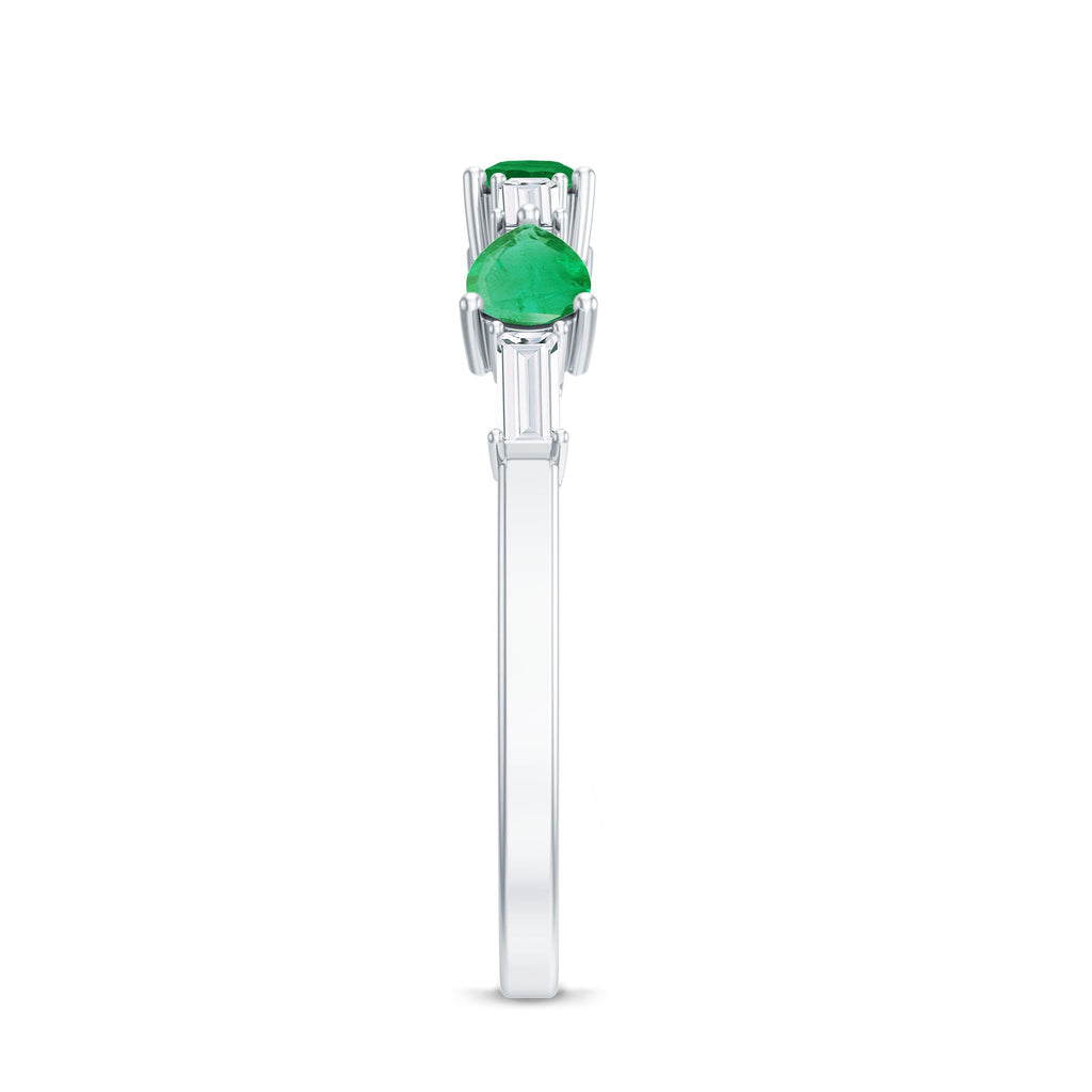 Certified Natural Emerald Diamond Half Eternity Anniversary Ring in East West Style