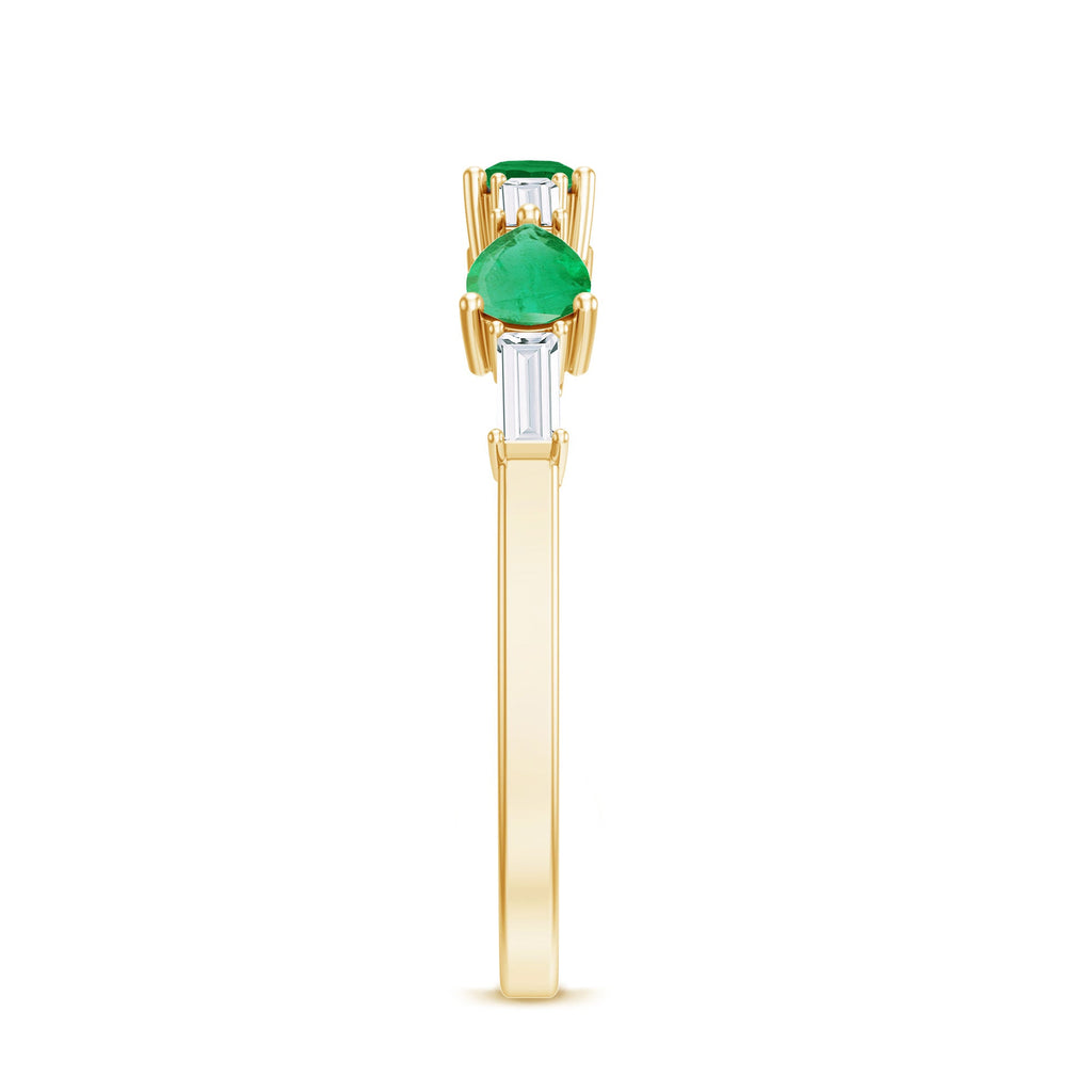 Certified Natural Emerald Diamond Half Eternity Anniversary Ring in East West Style