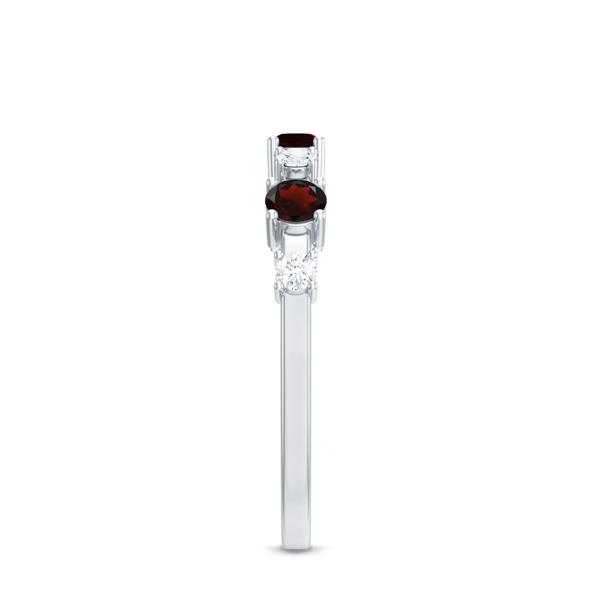 Natural Garnet Diamond Half Eternity Ring