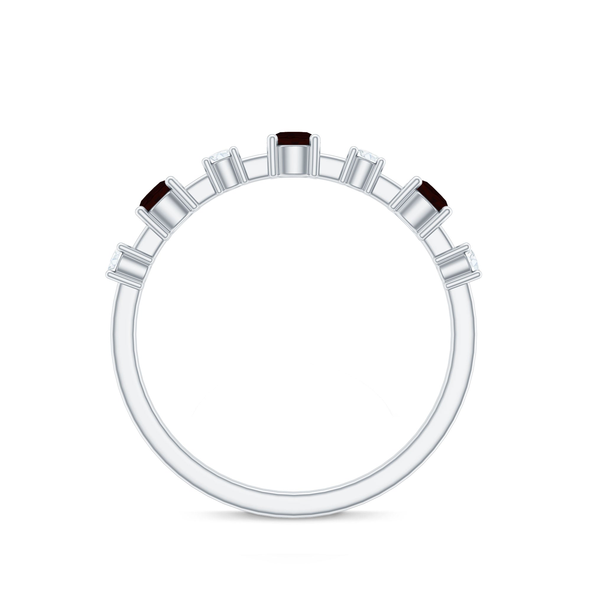 Natural Garnet Diamond Half Eternity Ring
