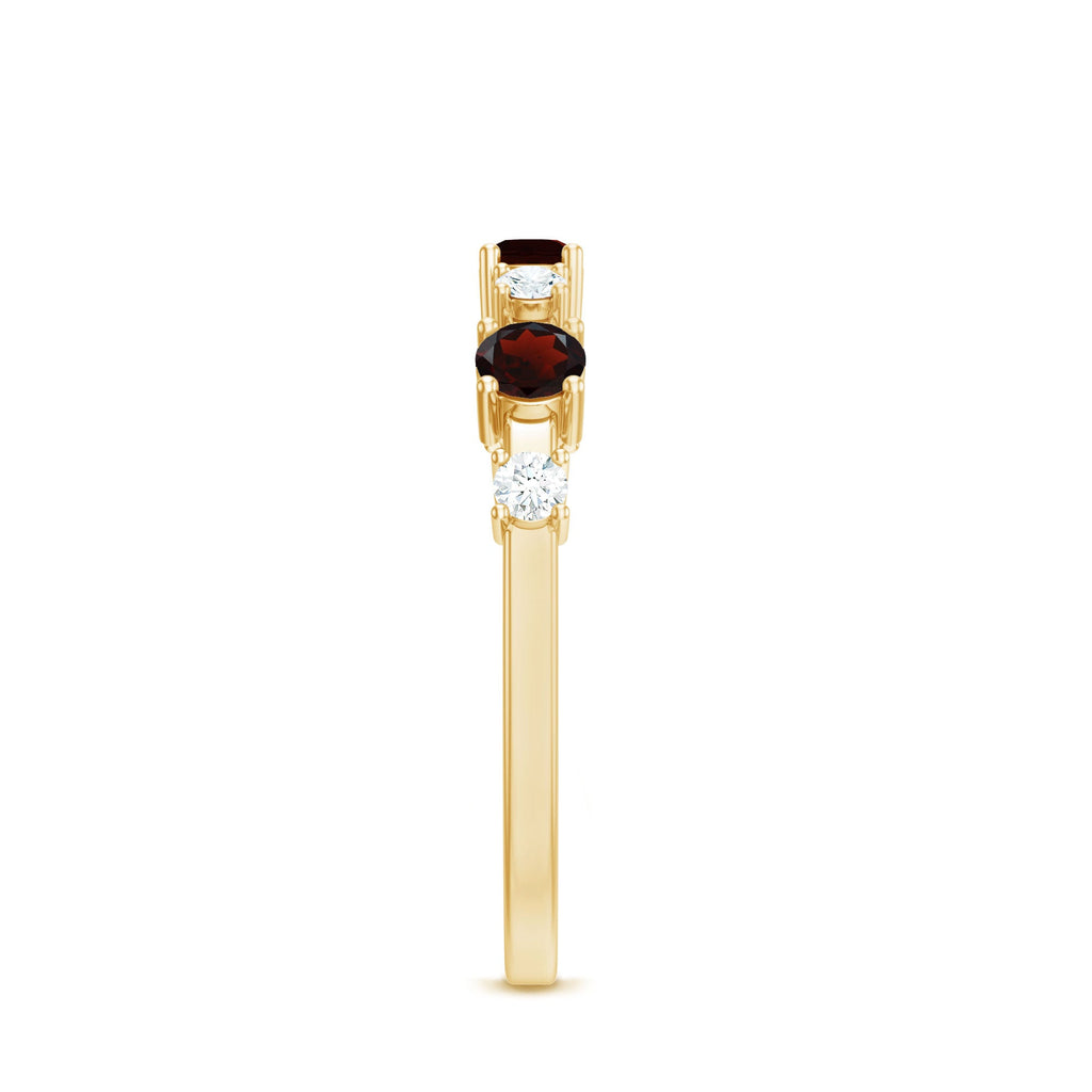 Natural Garnet Diamond Half Eternity Ring