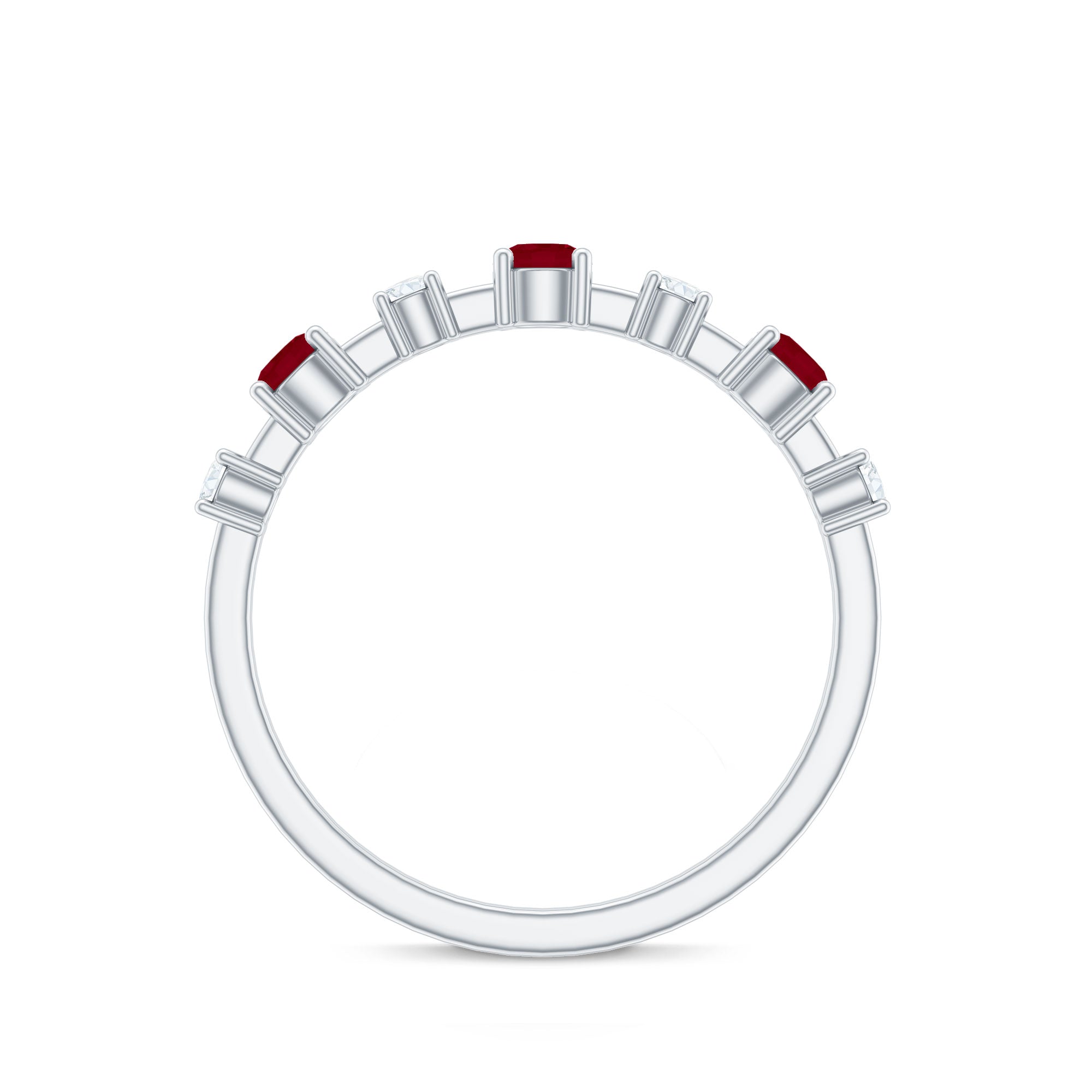 Natural Ruby Half Eternity Anniversary Ring with Diamond