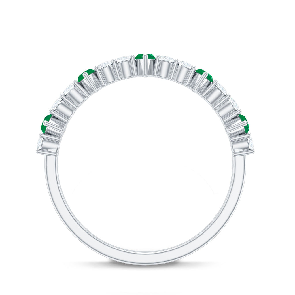 Natural Marquise Emerald Diamond Half Eternity Anniversary Ring with Certificate