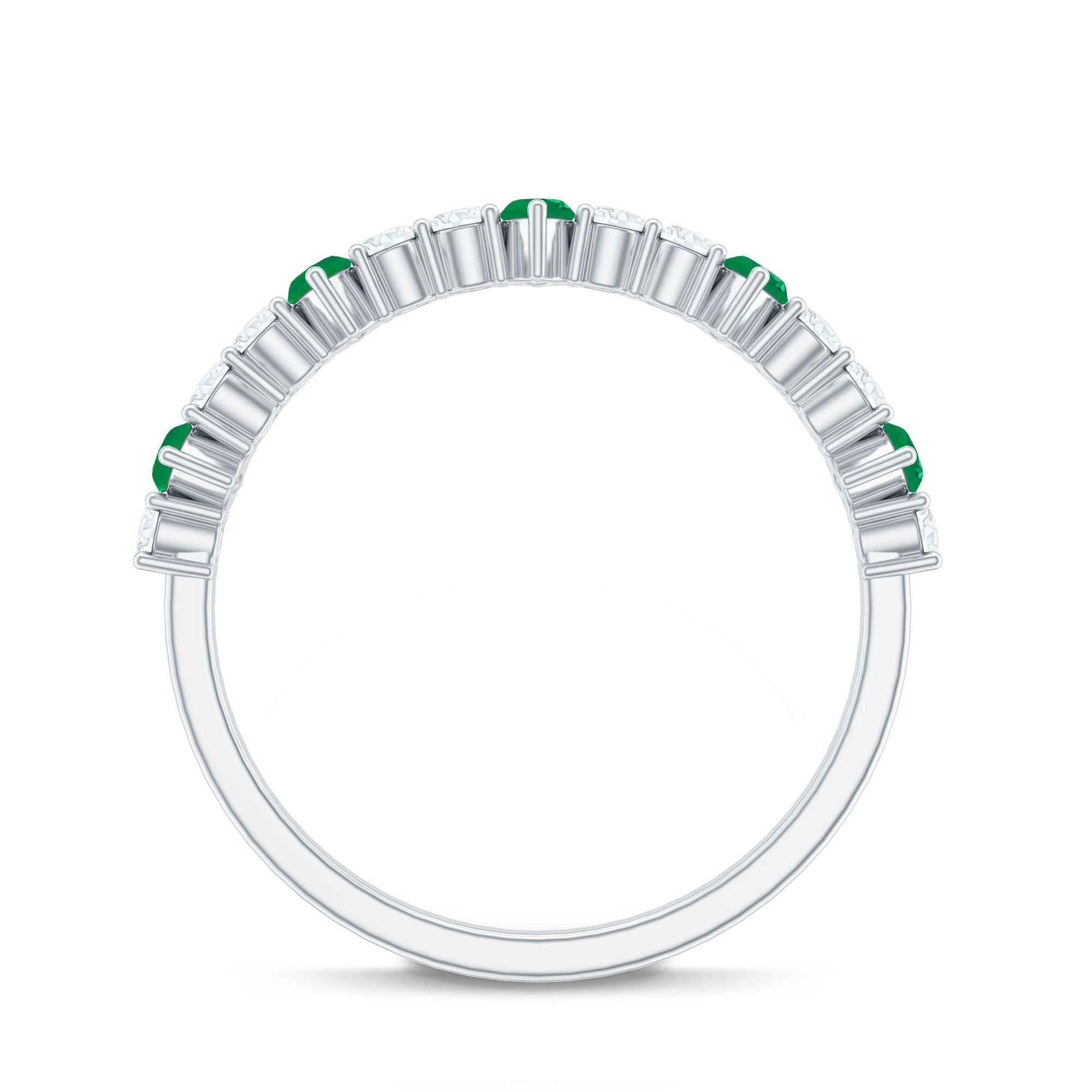 Natural Marquise Emerald Diamond Half Eternity Anniversary Ring with Certificate