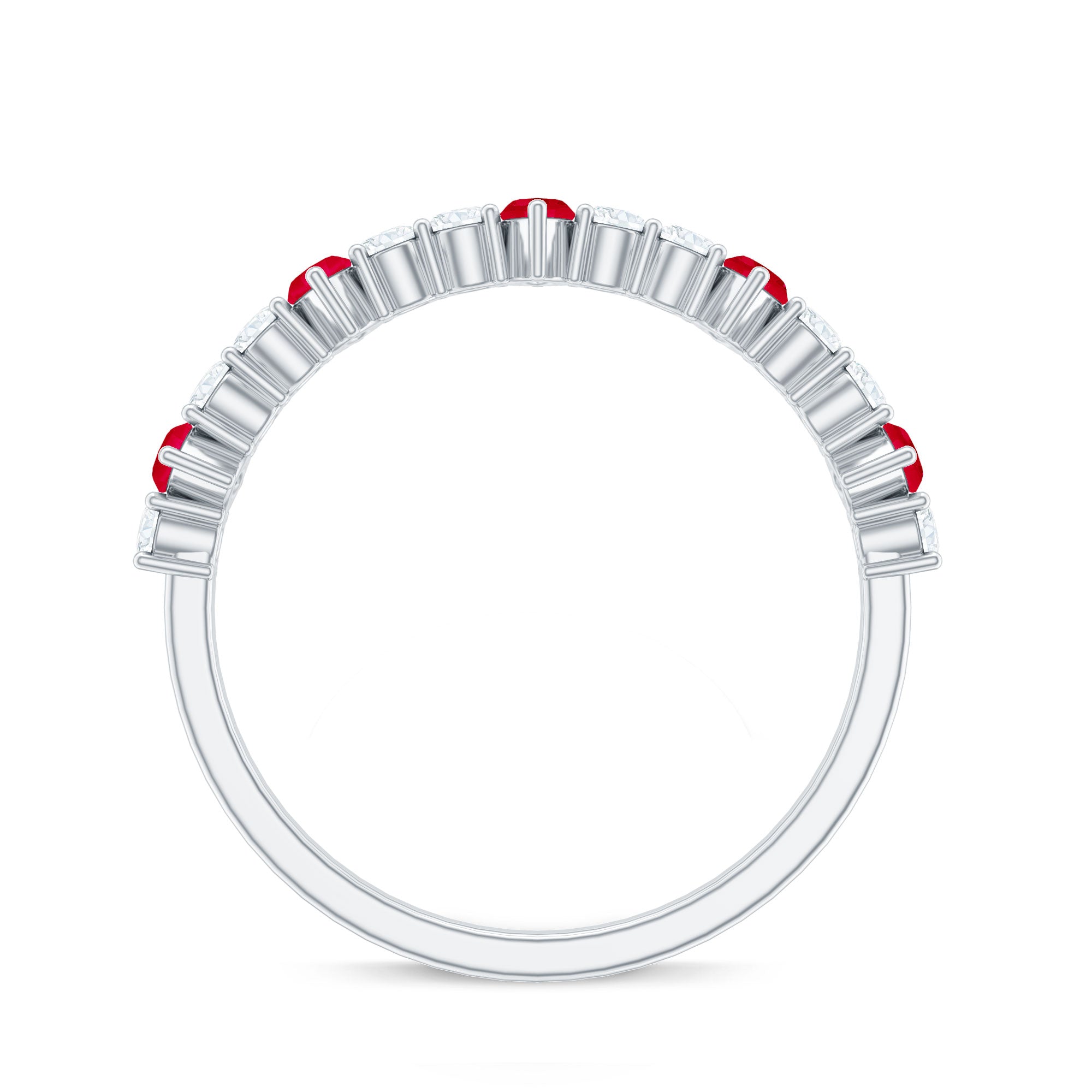 Natural Marquise Ruby Diamond Half Eternity Ring