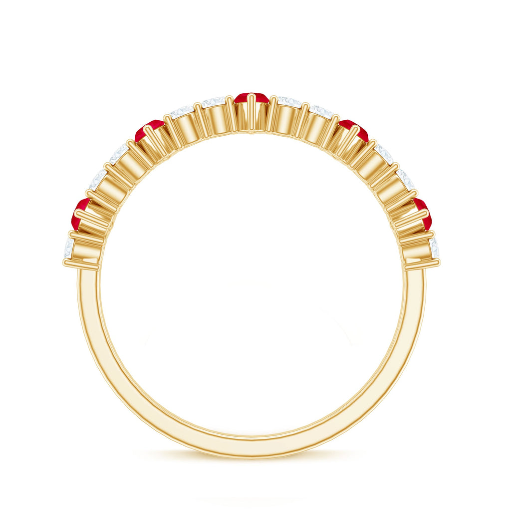Natural Marquise Ruby Diamond Half Eternity Ring
