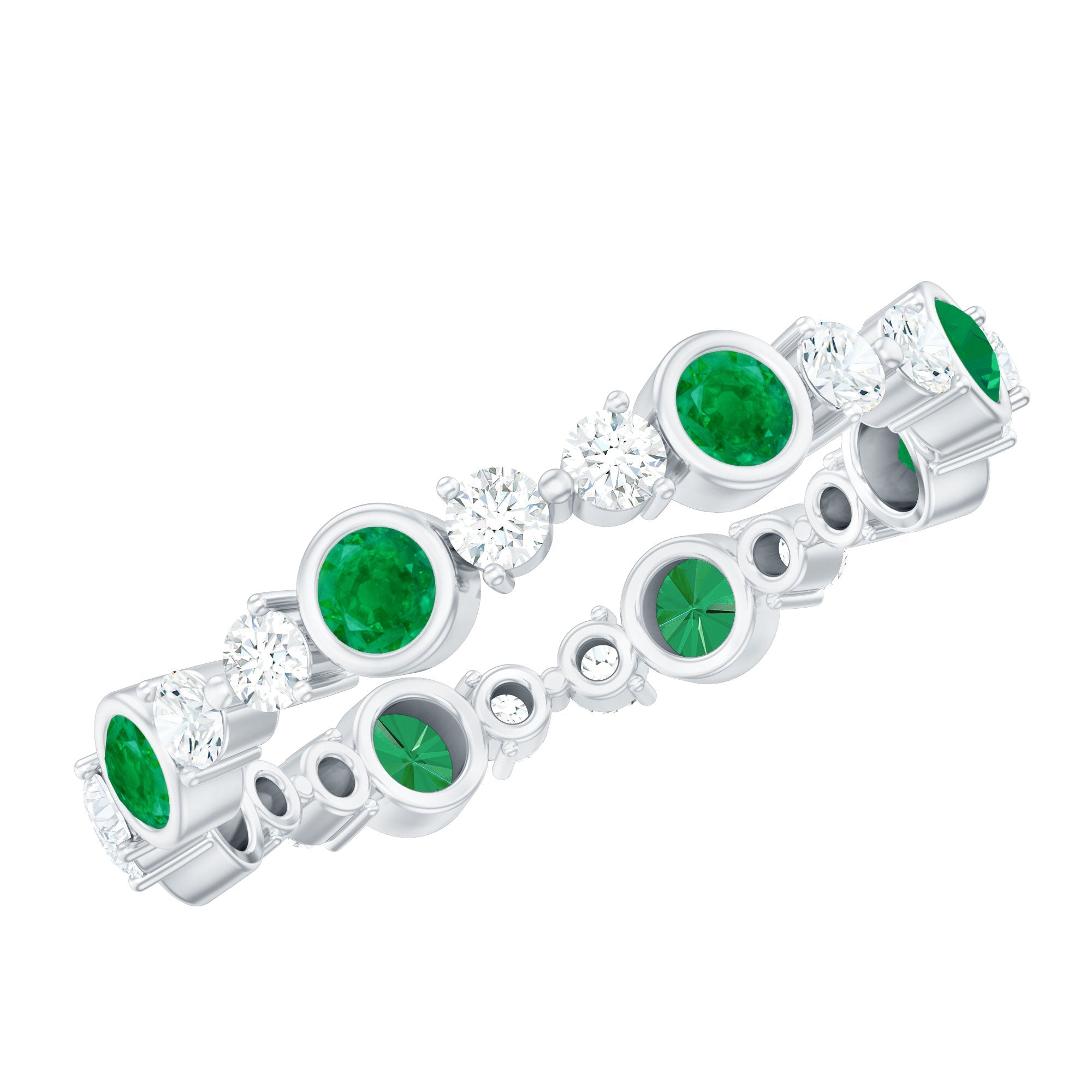 Natural Emerald Diamond Eternity Ring with Certificate
