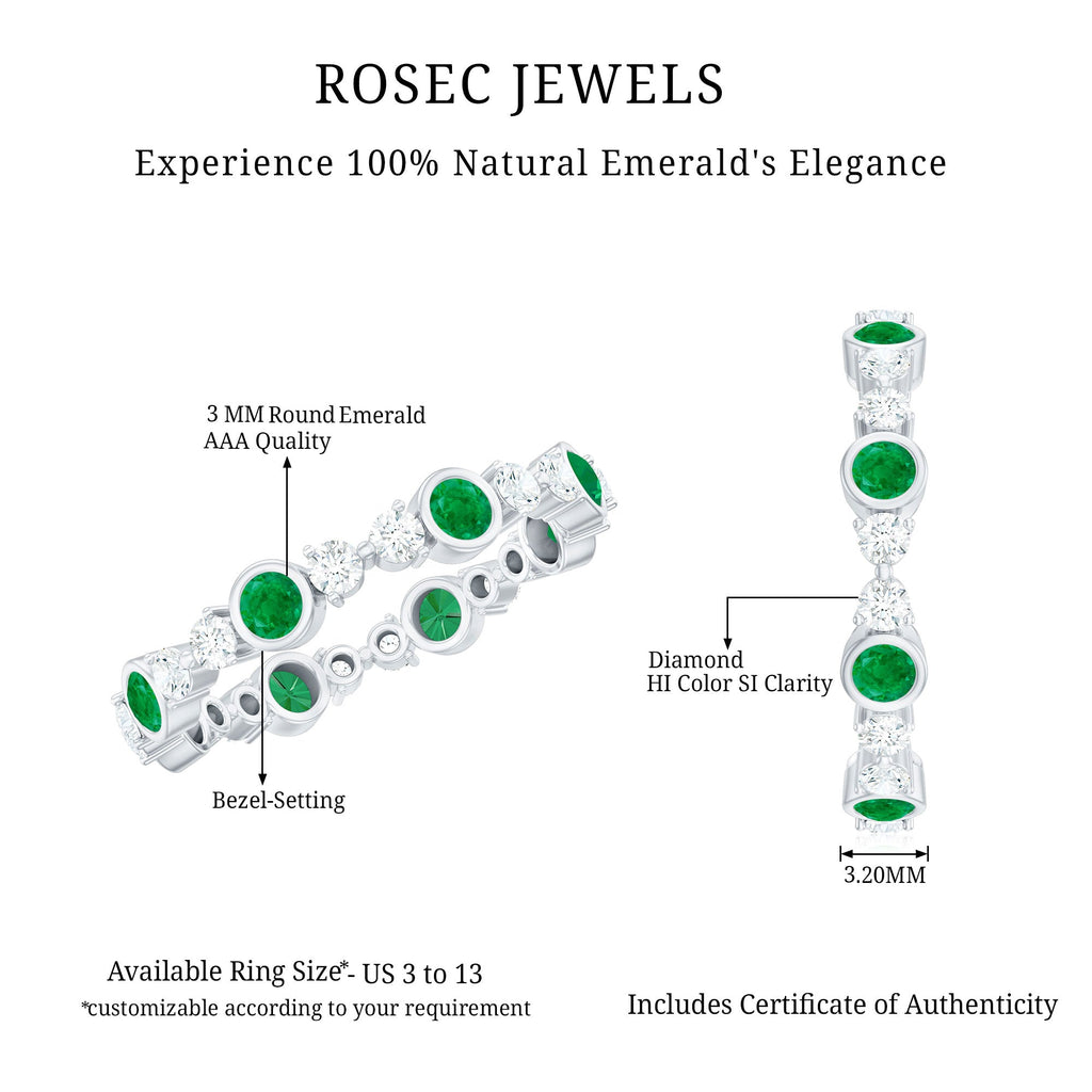 Natural Emerald Diamond Eternity Ring with Certificate