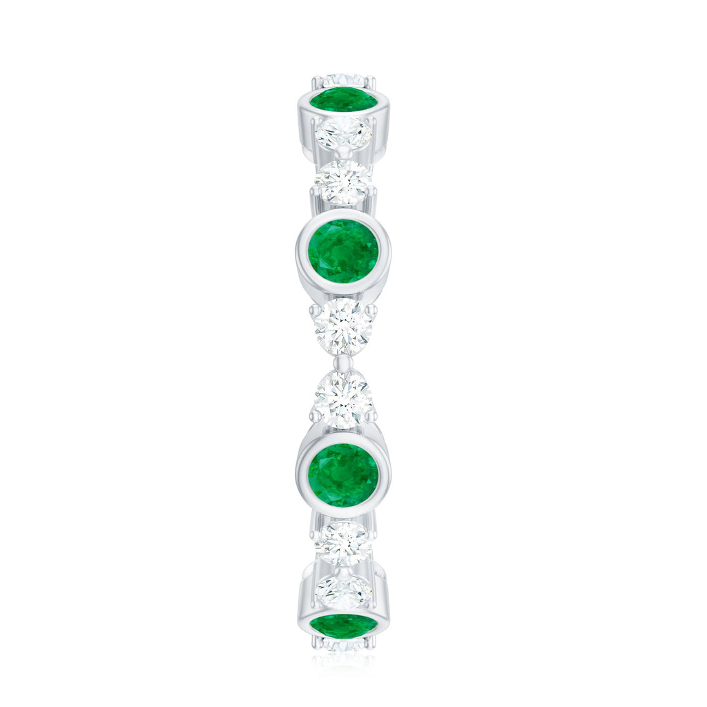 Natural Emerald Diamond Eternity Ring with Certificate