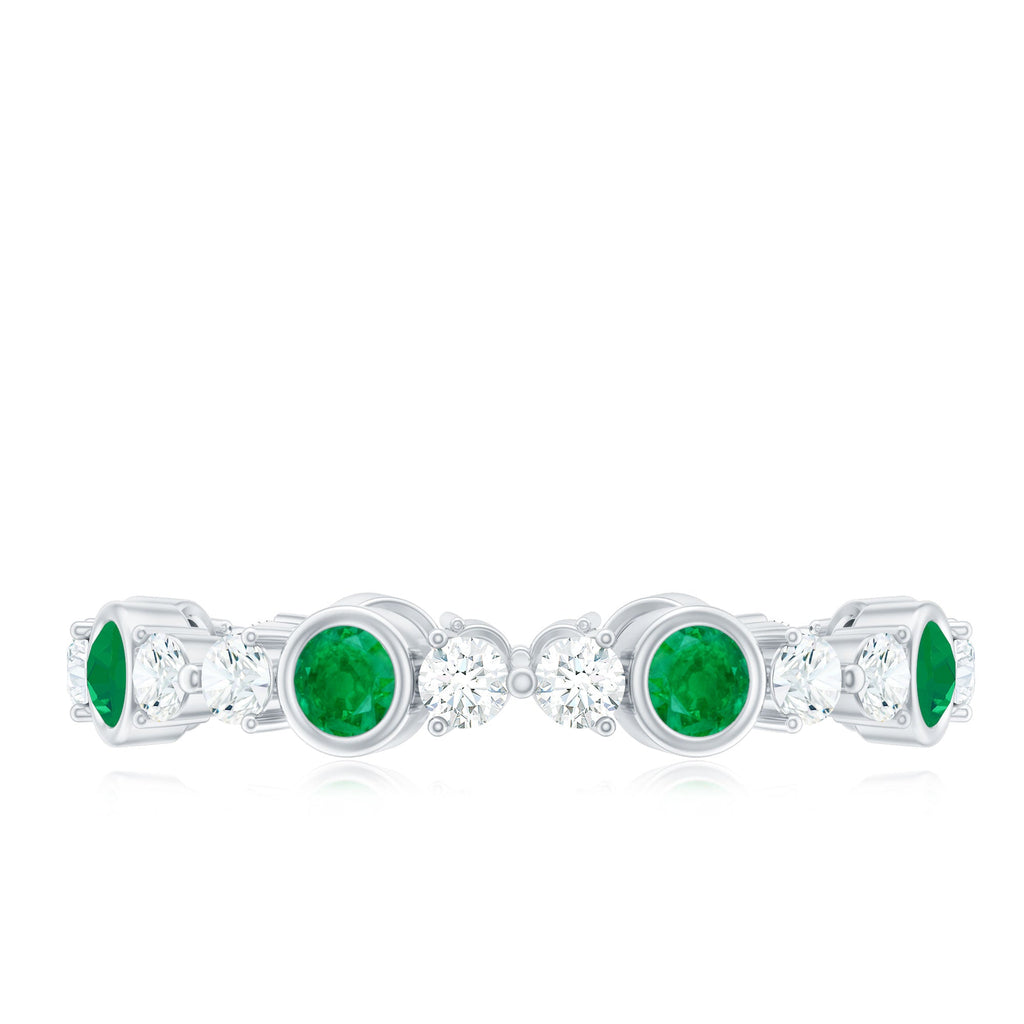 Natural Emerald Diamond Eternity Ring with Certificate