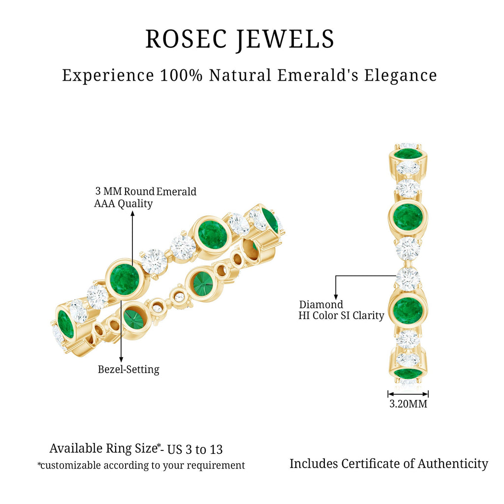 Natural Emerald Diamond Eternity Ring with Certificate