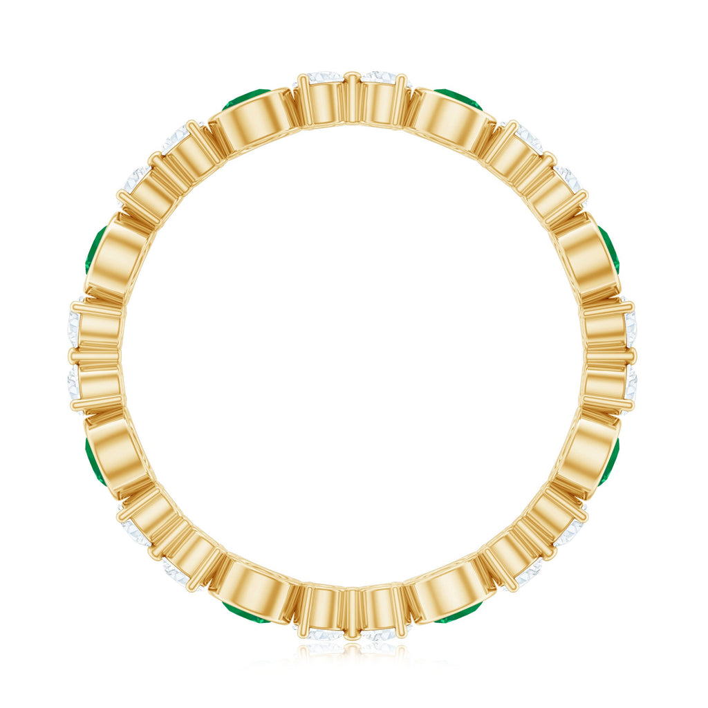 Natural Emerald Diamond Eternity Ring with Certificate