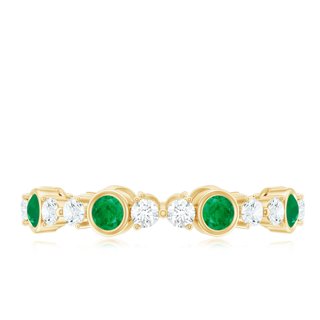 Natural Emerald Diamond Eternity Ring with Certificate