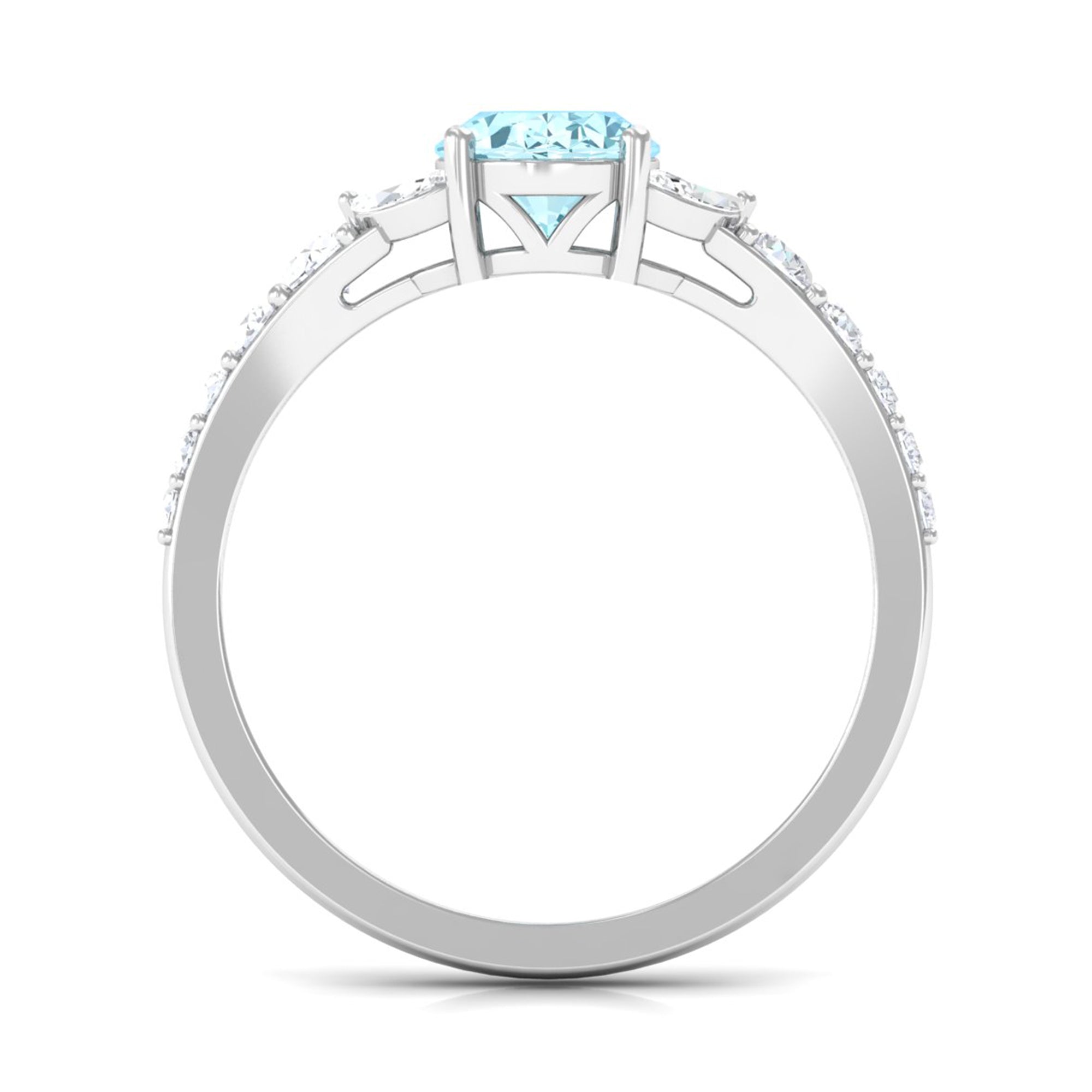 1 Carat Oval Aquamarine Engagement Ring with Diamond