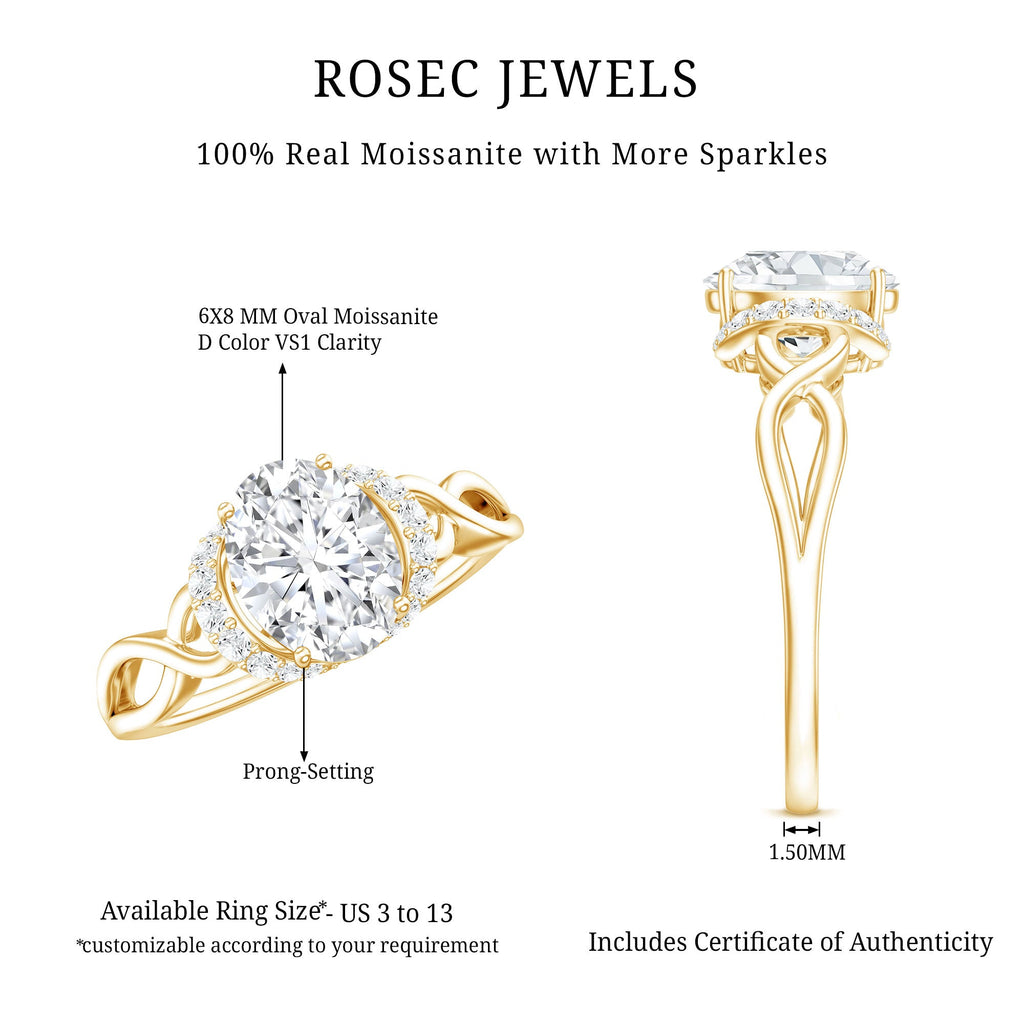Oval Shape Moissanite Engagement Ring With Certificate