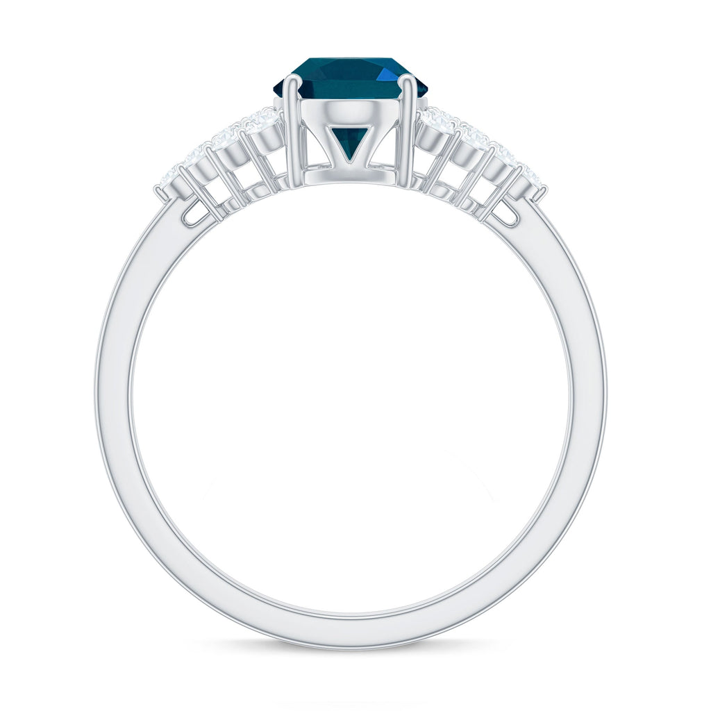 1 Carat Oval Cut London Blue Topaz Classic Engagement Ring with Diamond