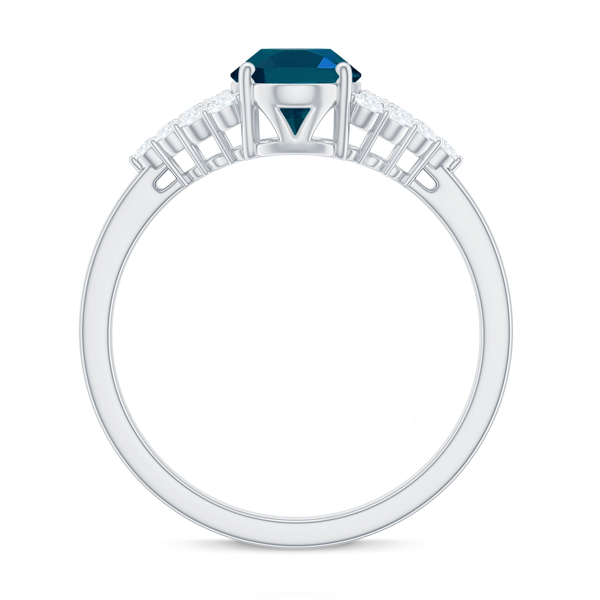 1 Carat Oval Cut London Blue Topaz Classic Engagement Ring with Diamond