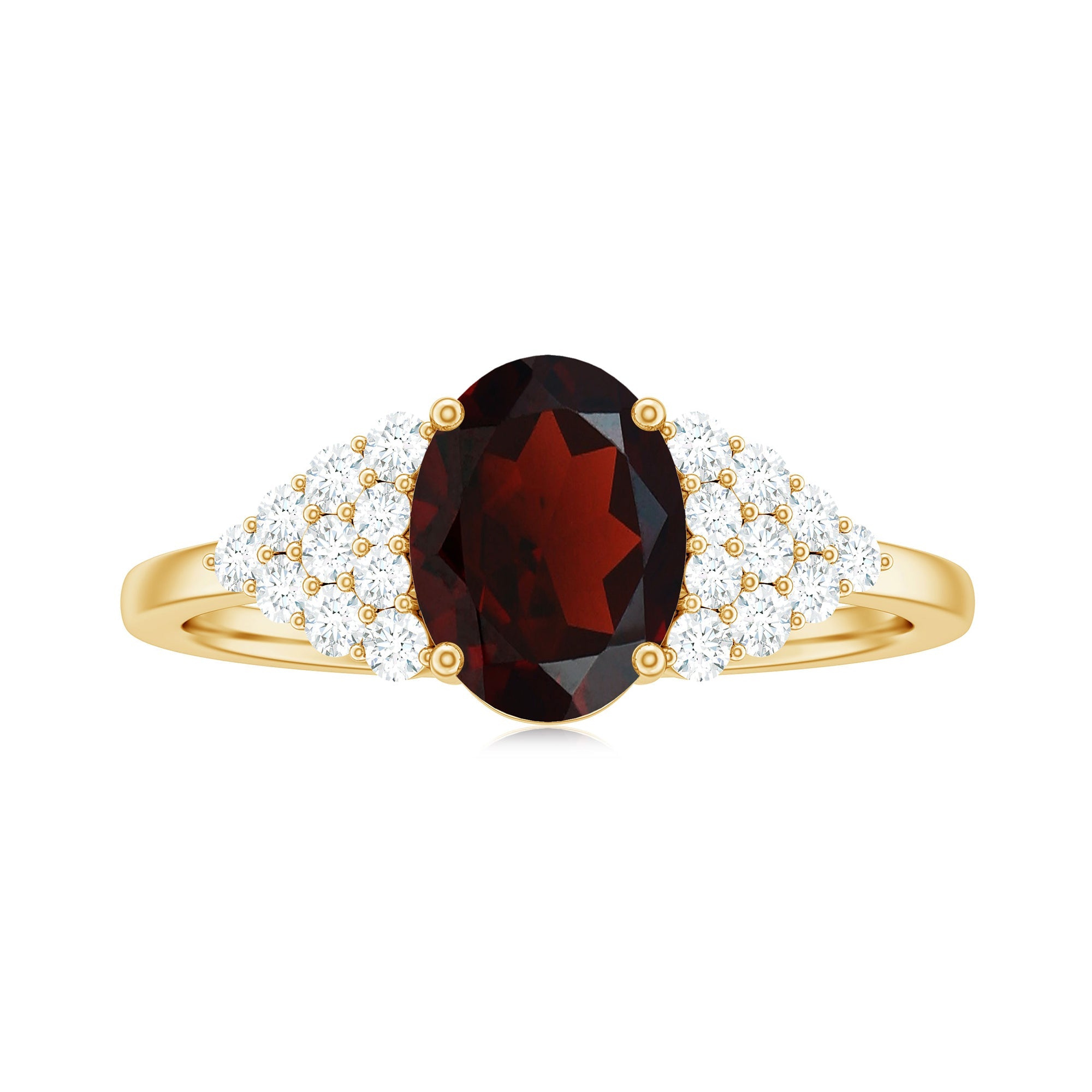 Certified Real 1.5 Carat Garnet Oval Engagement Ring with Diamond