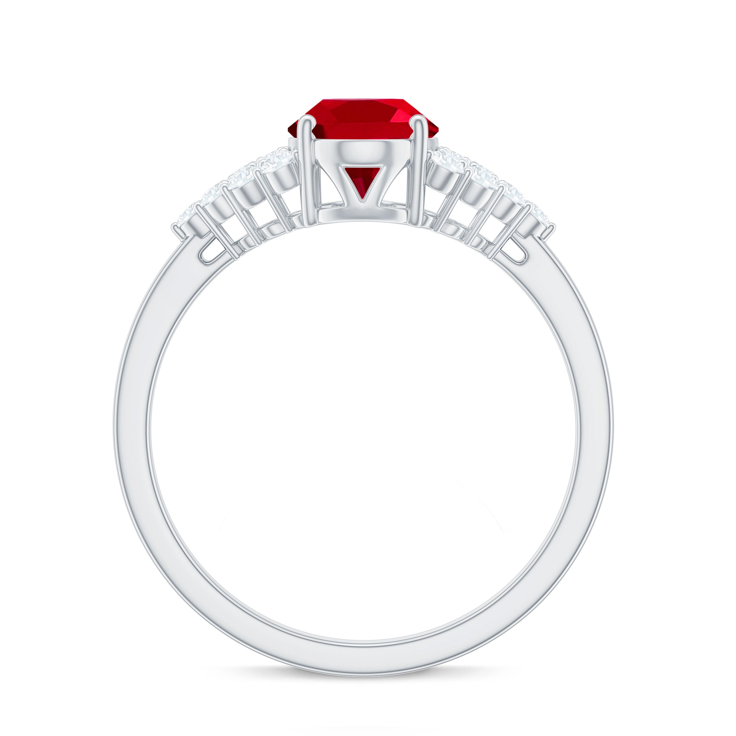 Certified 1.5 Carat Oval Lab Grown Ruby Engagement Ring with Diamond