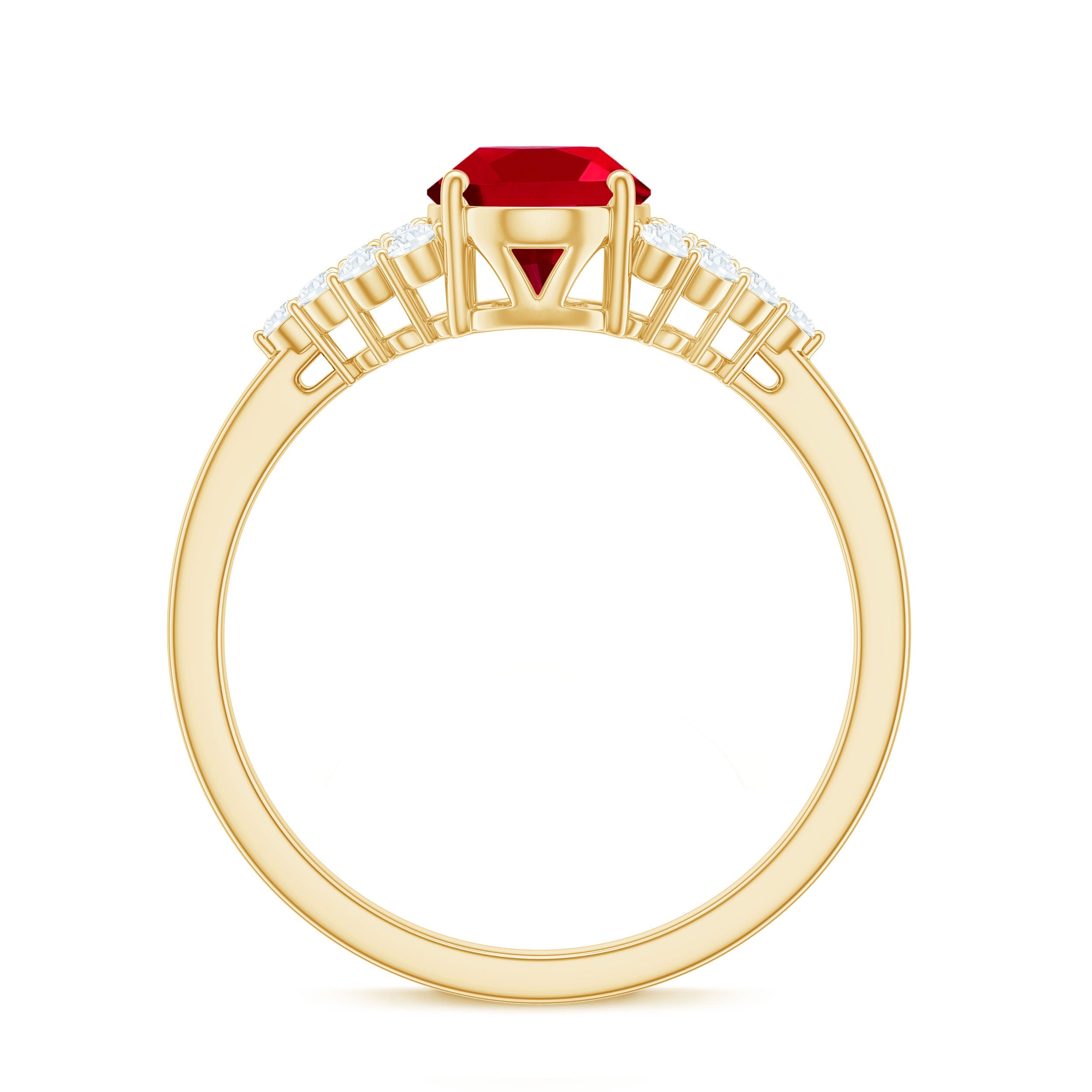 Certified 1.5 Carat Oval Lab Grown Ruby Engagement Ring with Diamond