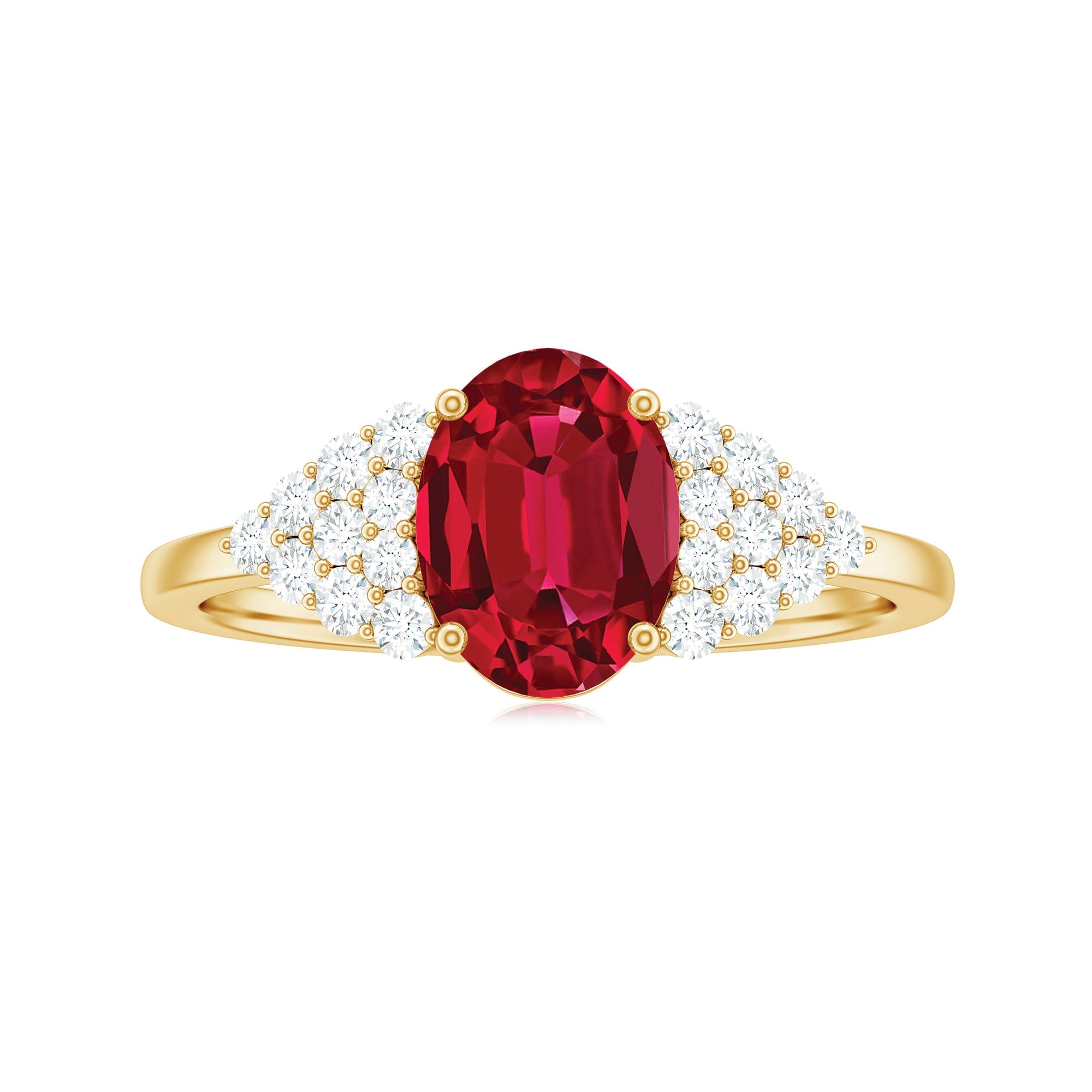 Certified 1.5 Carat Oval Lab Grown Ruby Engagement Ring with Diamond