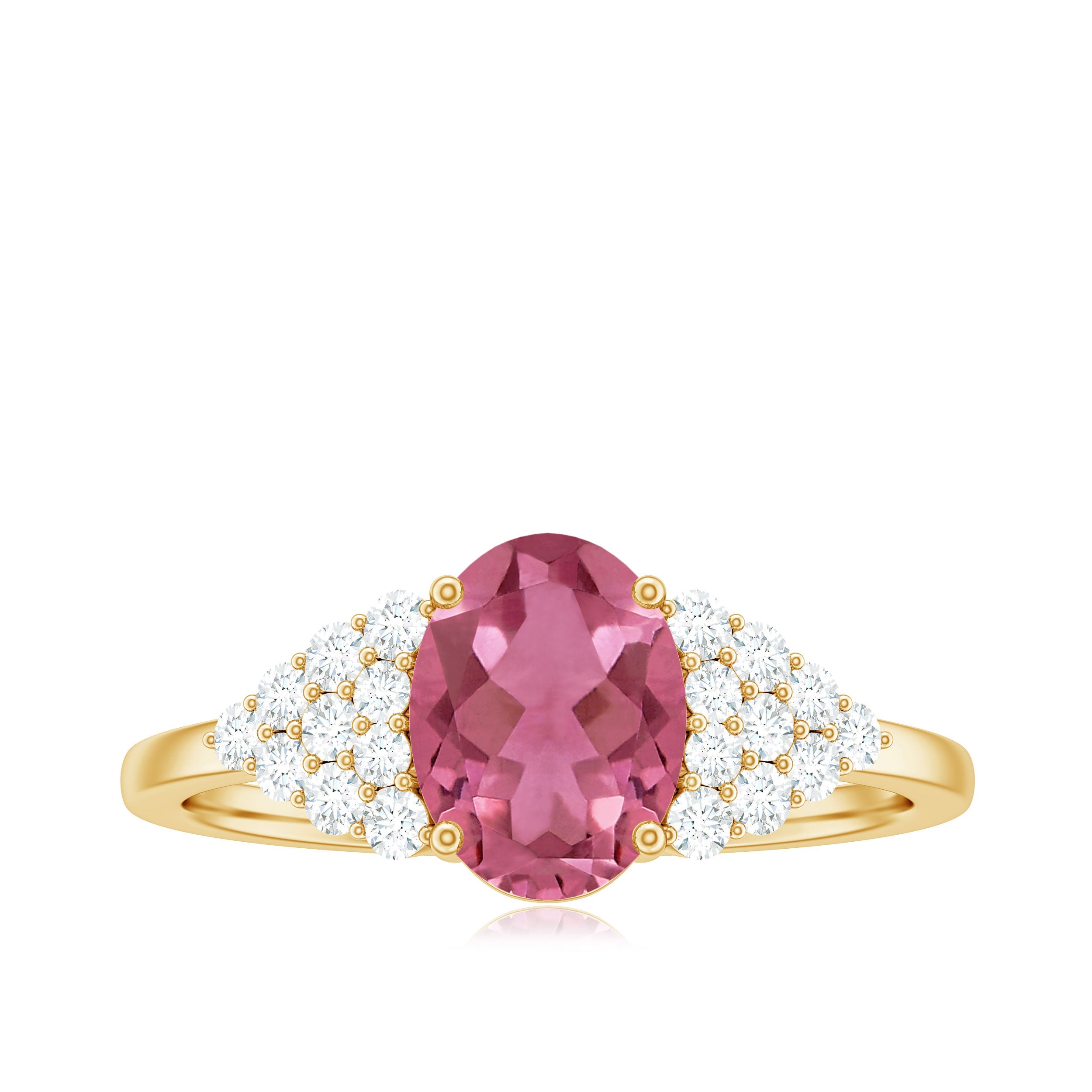 Classic Pink Tourmaline Solitaire Ring with Diamond