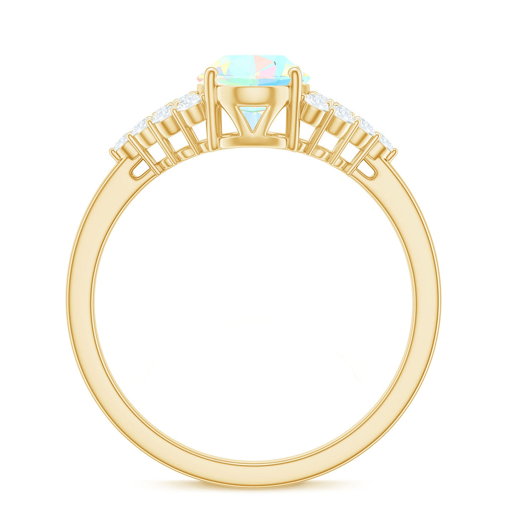 Certified 1.2 Carat Ethiopian Opal Oval Engagement Ring with Diamond