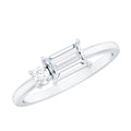 Baguette and Round Moissanite Two Stone Promise Ring