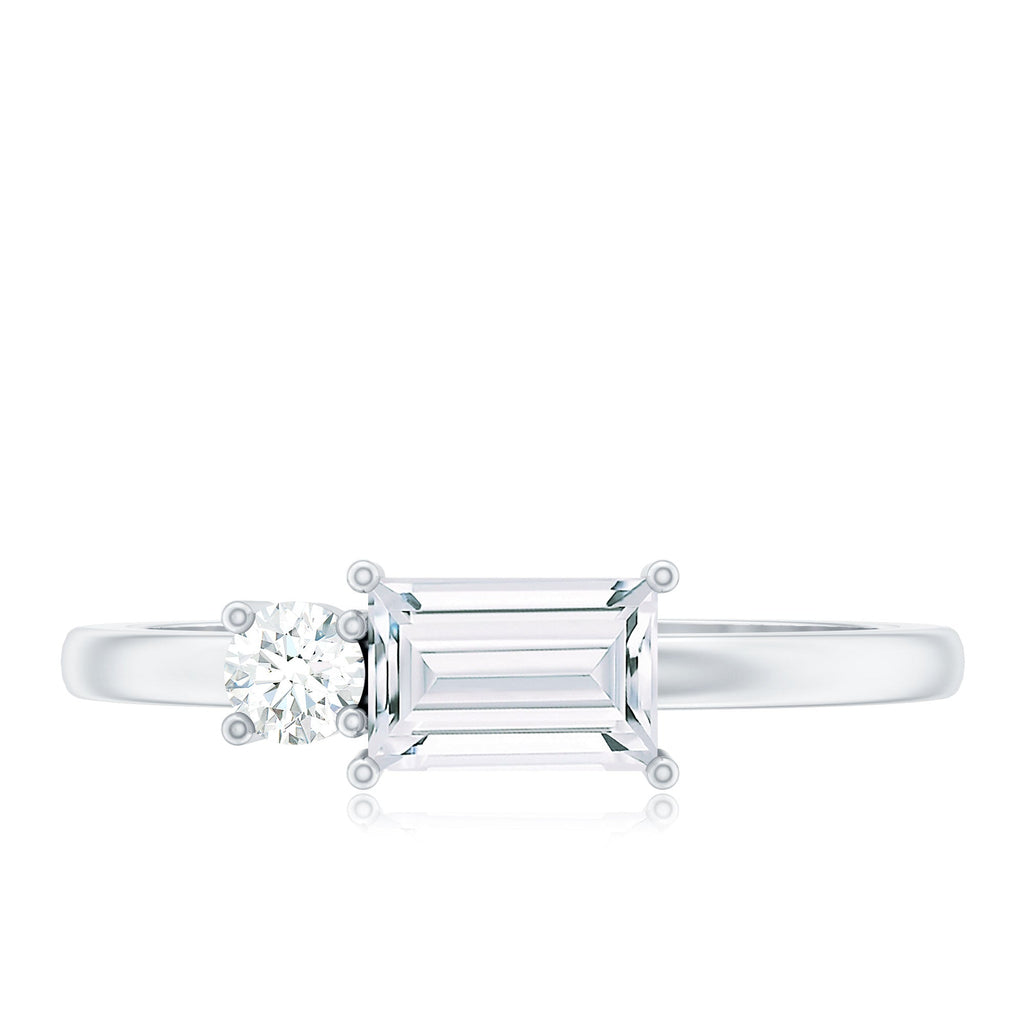 Baguette and Round Moissanite Two Stone Promise Ring