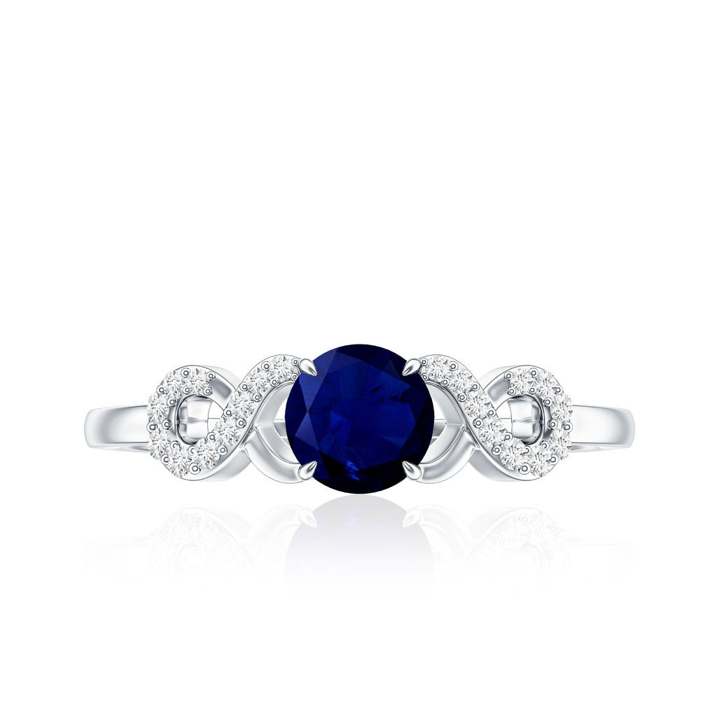 Real 0.9 Carat Blue Sapphire Infinity Promise Ring with Diamond