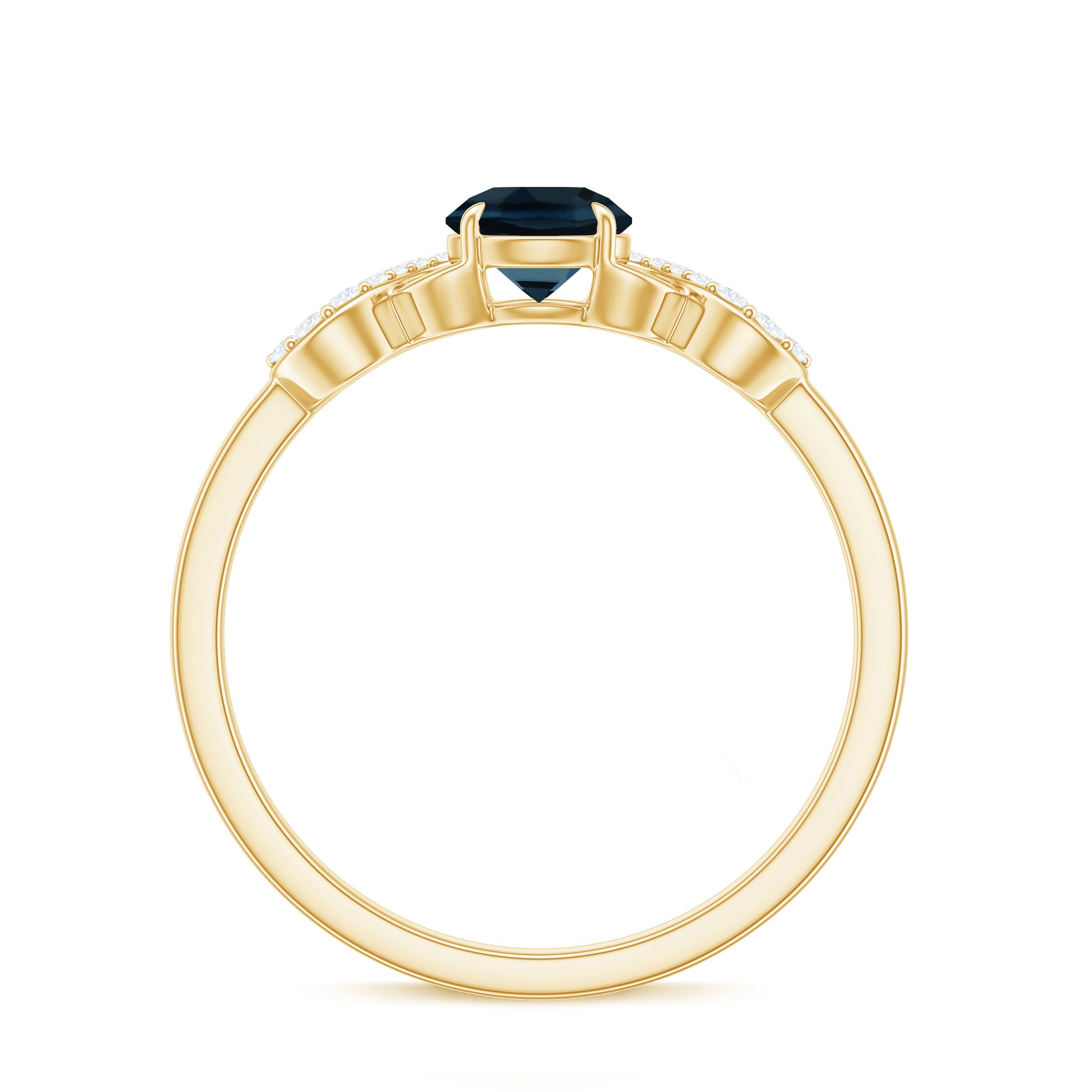 0.6 Carat Round London Blue Topaz Engagement Ring with Criss Cross Diamond
