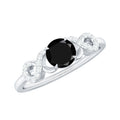Certified 0.8 Carat Lab Grown Black and White Diamond Engagement Ring with Infinity Knot