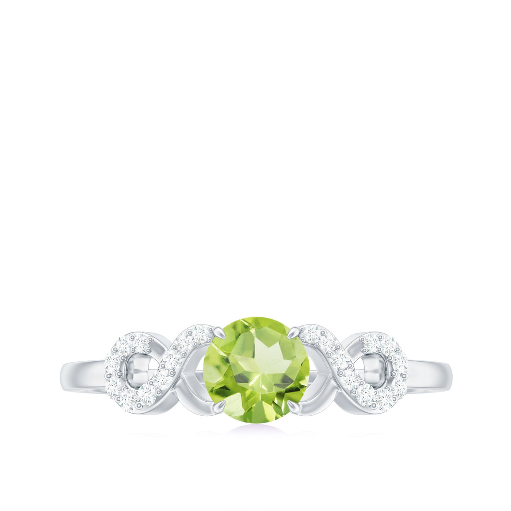Half Carat Peridot Promise Ring with Diamond Infinity Knot