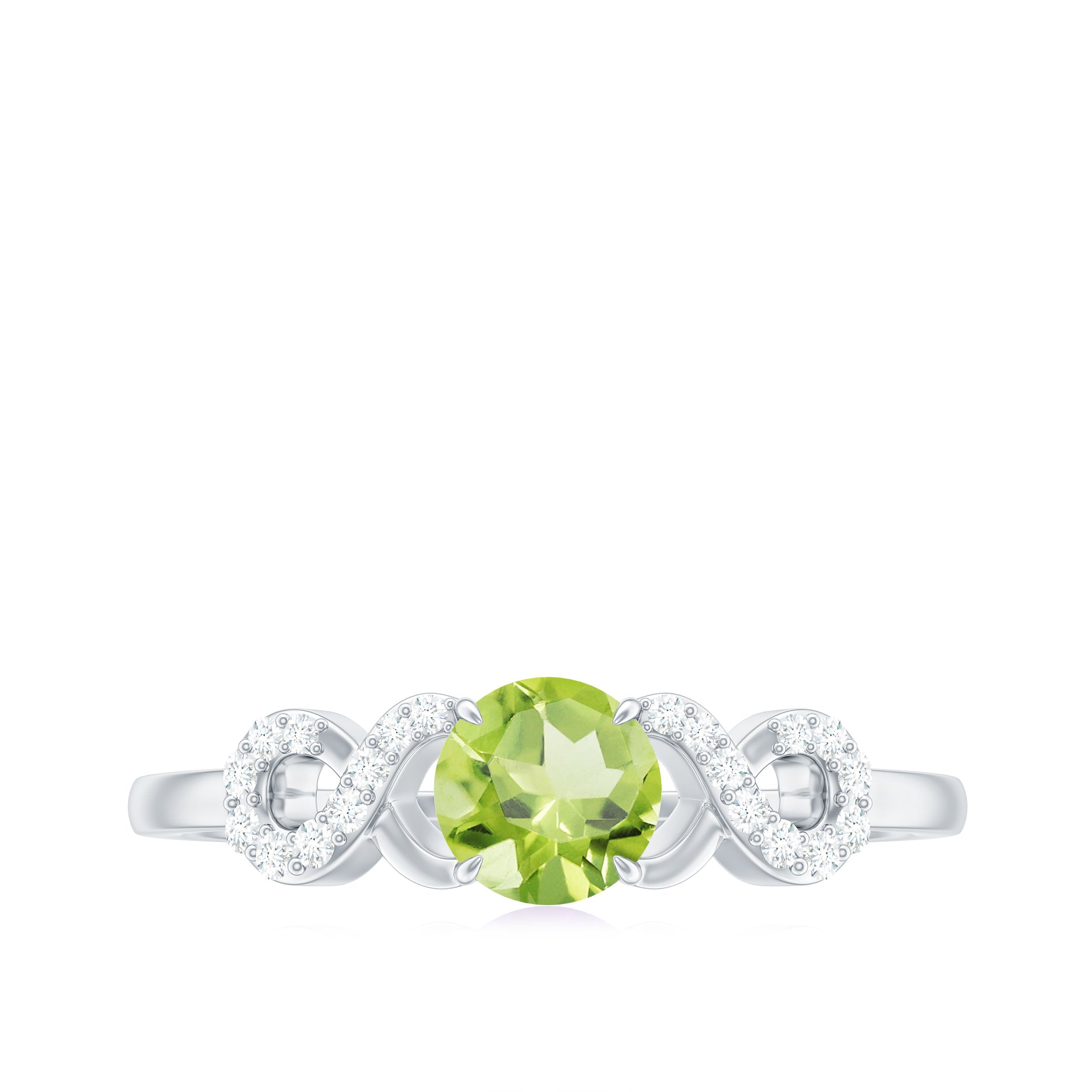 Half Carat Peridot Promise Ring with Diamond Infinity Knot