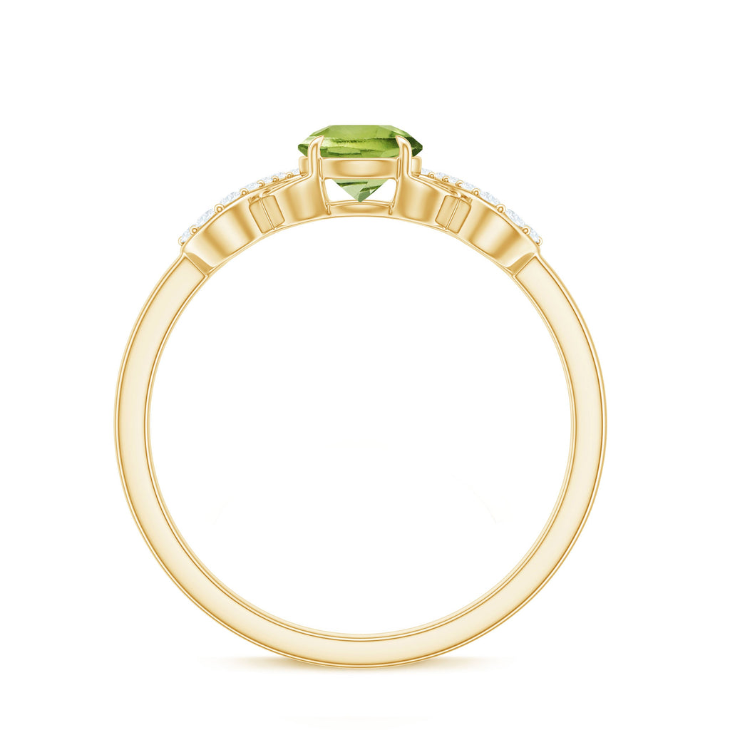 Half Carat Peridot Promise Ring with Diamond Infinity Knot