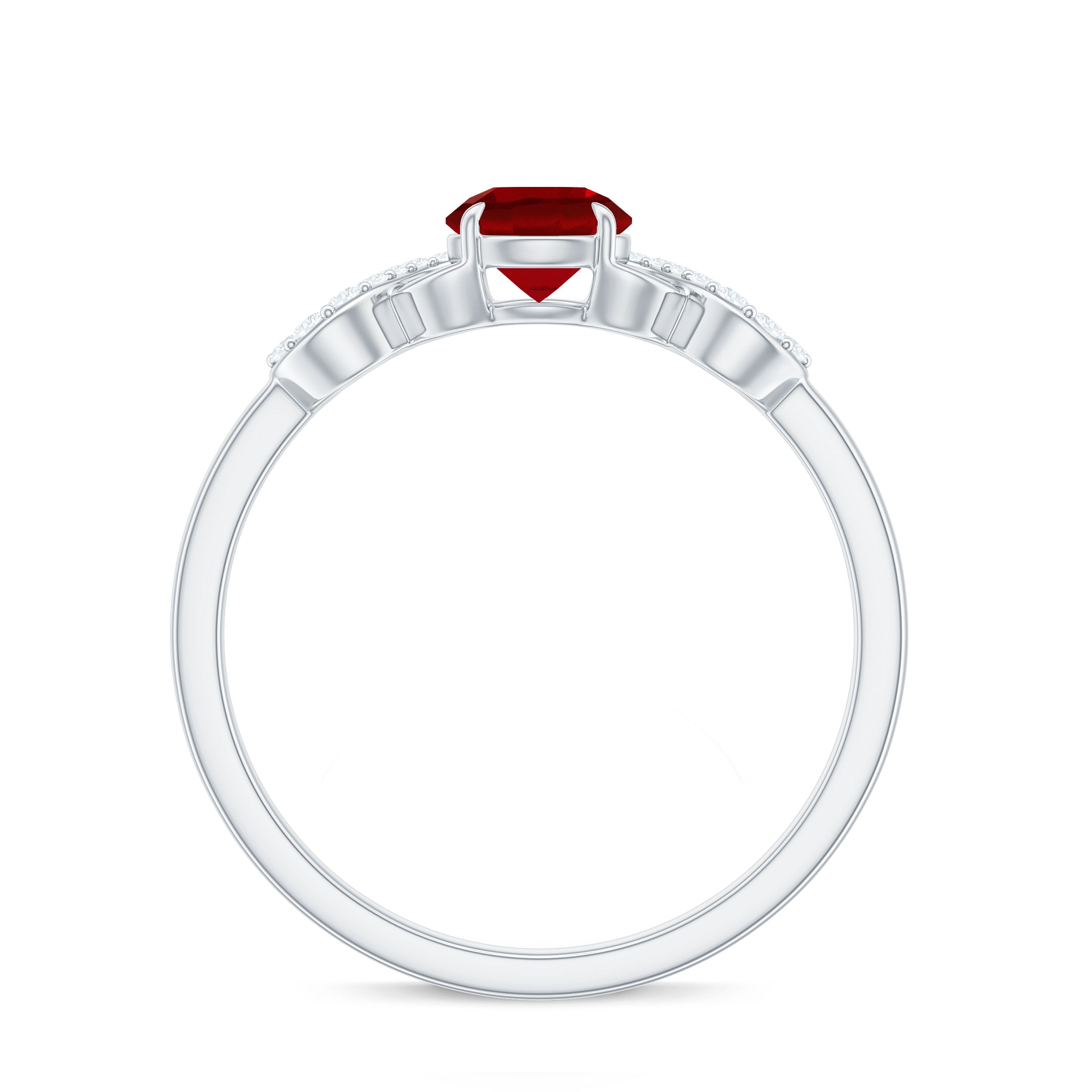 Certified 0.6 Carat Lab Grown Ruby Promise Ring with Diamond Infinity Knot