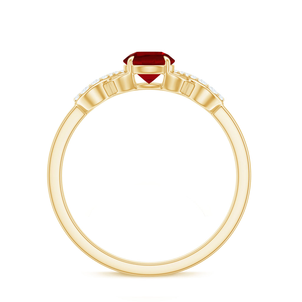 Certified 0.6 Carat Lab Grown Ruby Promise Ring with Diamond Infinity Knot