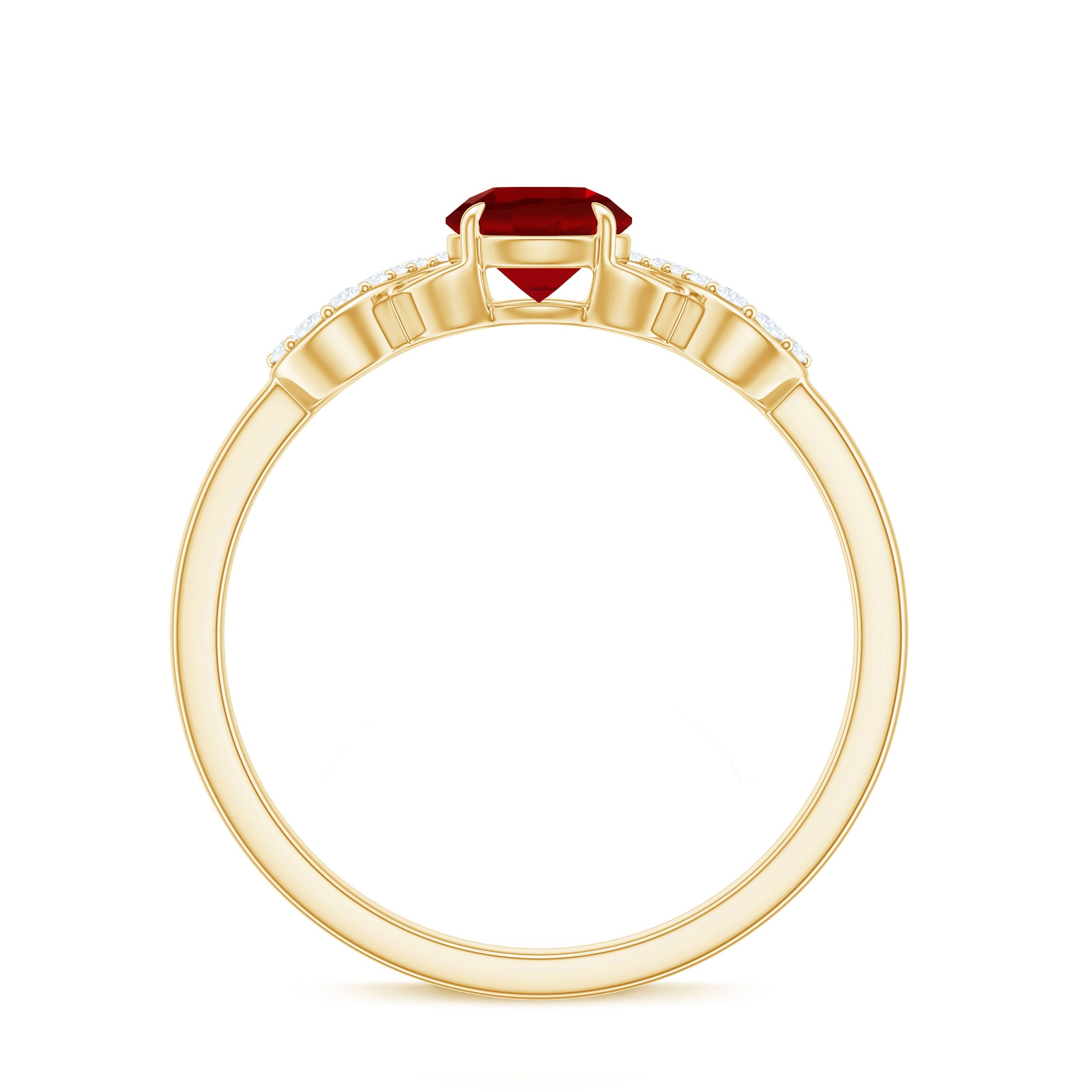 Certified 0.6 Carat Lab Grown Ruby Promise Ring with Diamond Infinity Knot