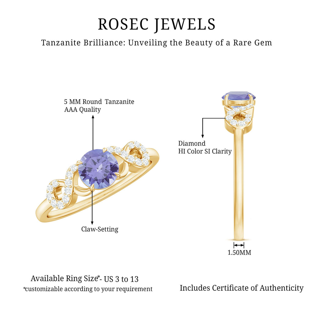 Natural Tanzanite Promise Ring with Diamond Infinity Knot